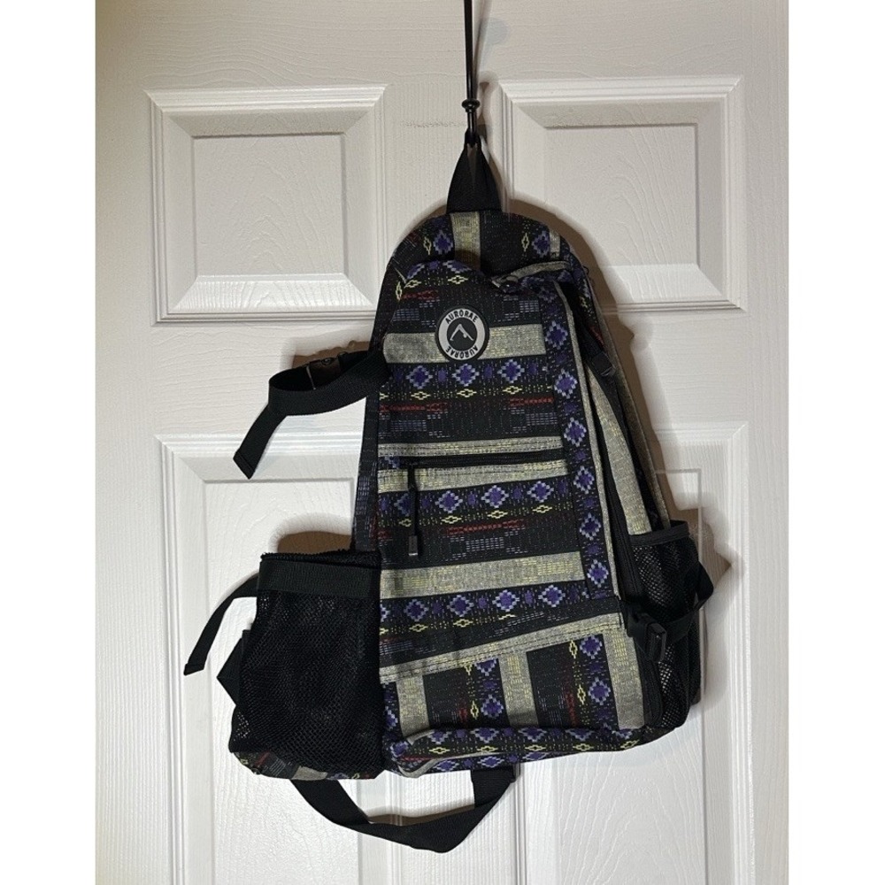 Aurorae Yoga Mat Sling Bag Woven Geometric Multi-Color Crossbody Carrier Pocket